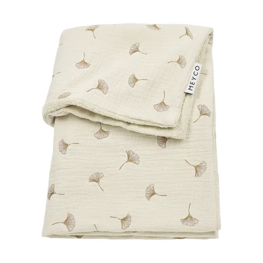 Meyco Bestickte Decke Pre-Washed - Ginkgo - Soft Sand - 100 x 150 cm