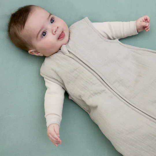 Meyco Uni Baby Schlafsack gefüttert - vorgewaschenes Hydrophil - greige - 110 cm 