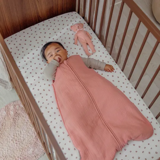 Meyco Spannbettlaken Print - Jersey - Mini Panther - Soft Pink - 60 x 120 cm