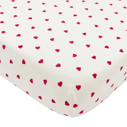 Meyco Spannbettlaken Print - Jersey - Sweet Heart - White/Red - 50 x 90 cm