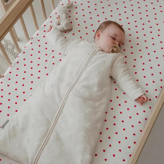Meyco Spannbettlaken Print - Jersey - Sweet Heart - White/Red - 50 x 90 cm