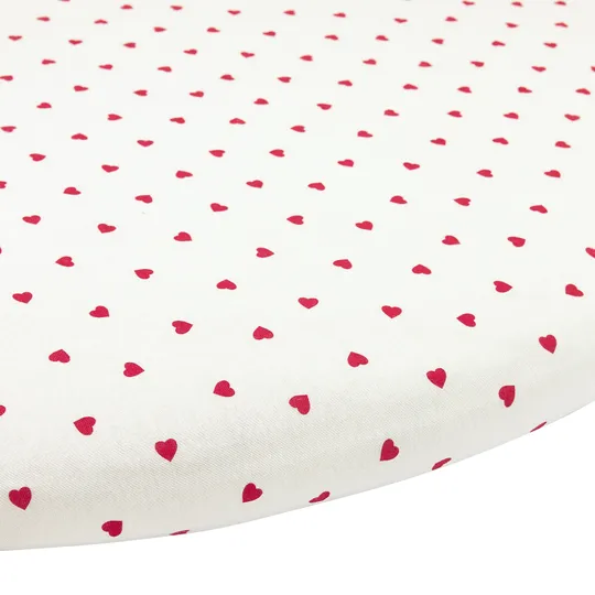Meyco Hoeslaken Rond Print - 90/95cm - Jersey - Sweet Heart White/Red