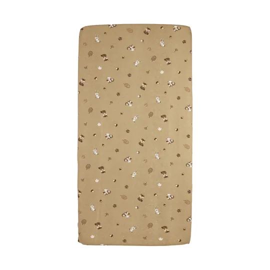 Meyco Hoeslaken Print - 60 x 120 cm - Jersey - Forest Animals Sand