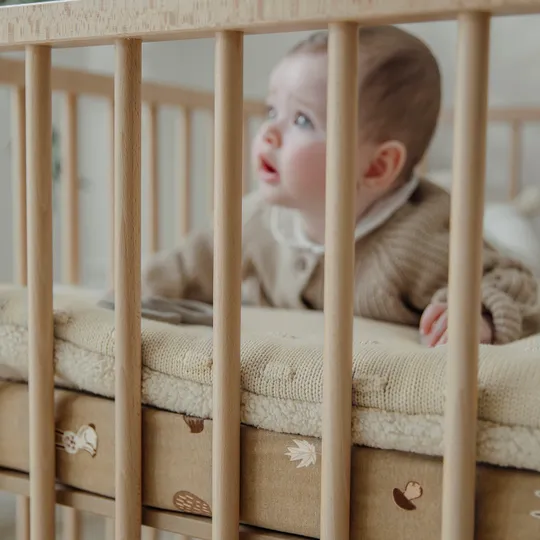 Meyco Hoeslaken Rond Print - 90/95 cm - Jersey - Forest Animals Sand  