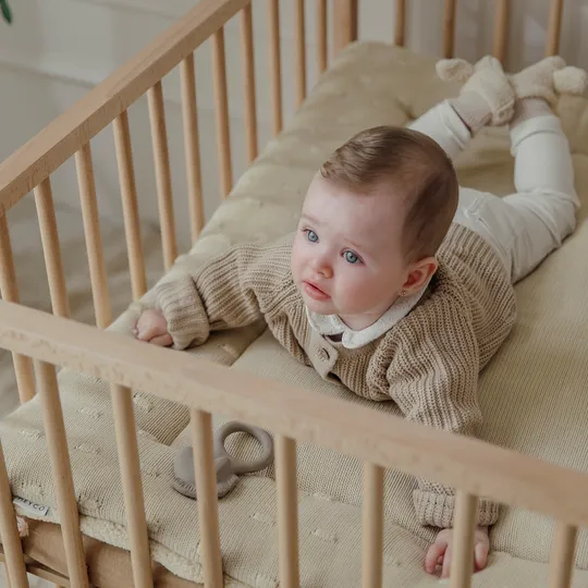 Meyco Hoeslaken Rond Print - 90/95 cm - Jersey - Forest Animals Sand  