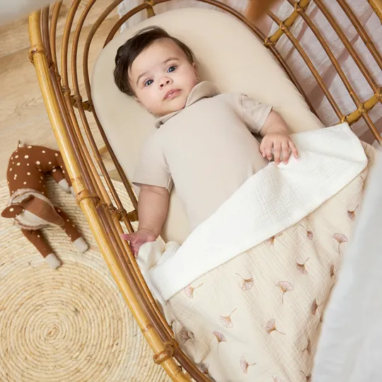 Meyco Baby Babydecke - Gingko - 75 x 100 cm - Pre-Washed Hydrophil - Soft Sand
