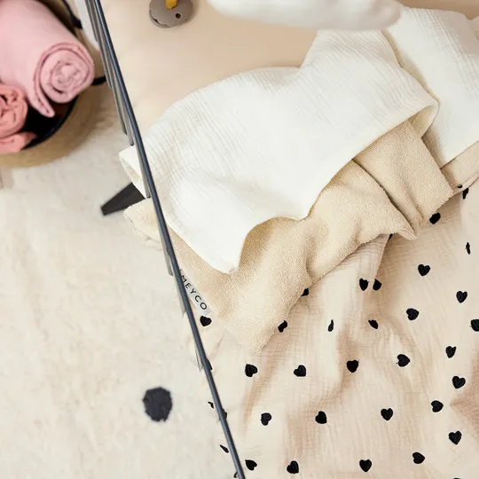 Meyco Baby Sweet Heart Wiegdeken - 75 x 100 cm - Pre-Washed Hydrofiel - Soft Sand