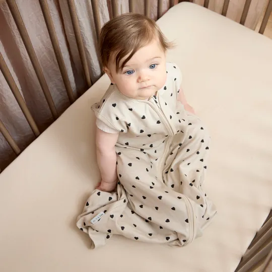Meyco Baby Sommerschlafsack - Sweet Heart - 110 cm - Soft Sand/Black