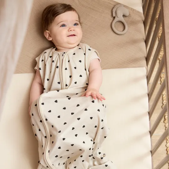 Meyco Baby Sommerschlafsack - Sweet Heart - 110 cm - Soft Sand/Black