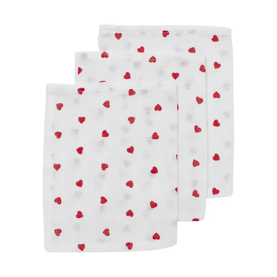 Meyco Sweet Heart Hydrofiele Waschlappen - 3er-Pack - Rot