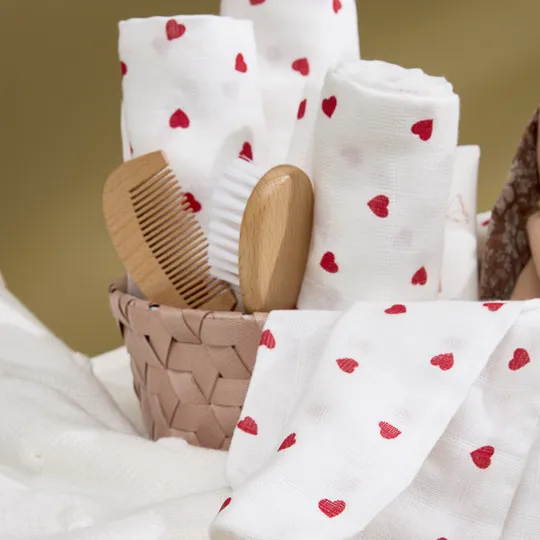 Meyco Baby Sweet Heart Hydrofiele Tücher - 70 x 70 cm - 3-Pack - Rot
