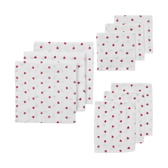 Meyco Sweet Heart Starterset Hydrofiel - 9-Pack - Rot