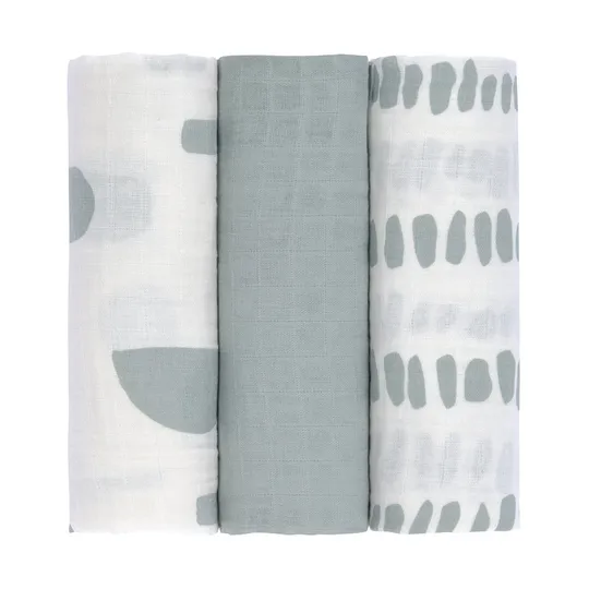 Lässig Hydrophile Tücher - Strokes Silver Grey - 3 Stück - 85 x 85 cm