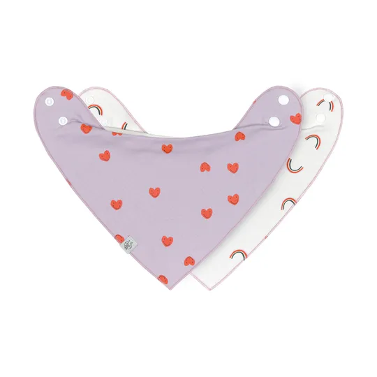 Lässig Bandana Lätzchen - Happy Rascals - Heart Lavender - 2er-Pack