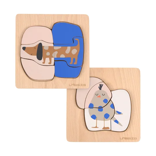 Laessig Puzzle Wood Set 2 pcs Little Mateys Dog/Bird, FSC 100% 13130480010