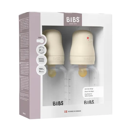 Bibs Fles - Slow Flow - 2 Pack - 150 ml - Latex - Ivory