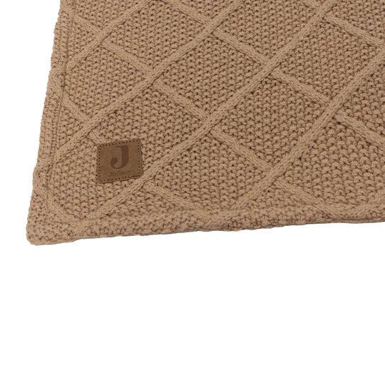 Jollein Check Knit Babydecke 75 x 100 cm - Biscuit / Teddy Fleece