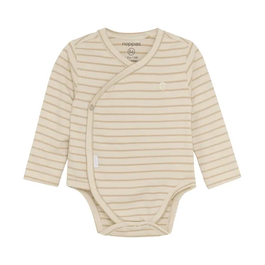 Noppies Navi Wickelbody - Stripe - Offwhite