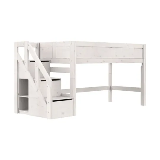 LIFETIME Kidsrooms Halbhochbett mit Treppenschrank – Premium
