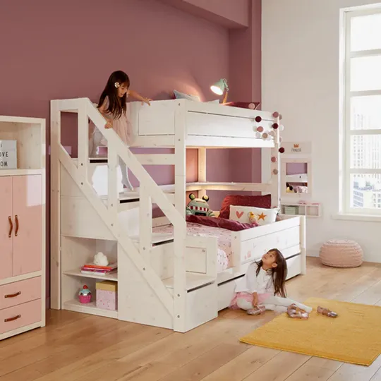 LIFETIME Kidsrooms Family Etagenbett mit Treppenschrank – Premium – 90 + 120