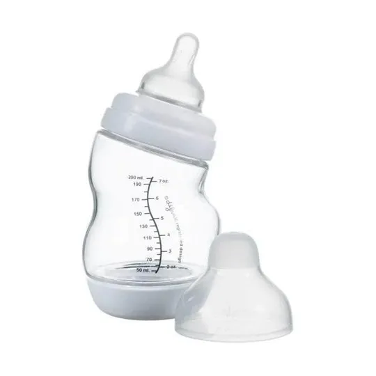 Difrax S-Flasche Breit 200 ml Glas - Weiß