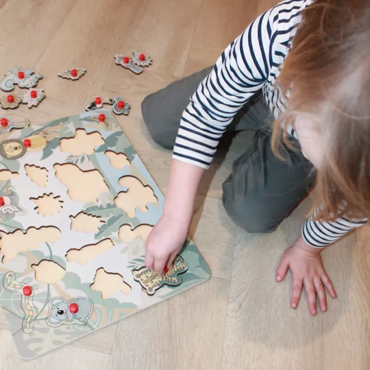Jep! Kids Holz Holzknopfpuzzle- Jungle - Multicolor