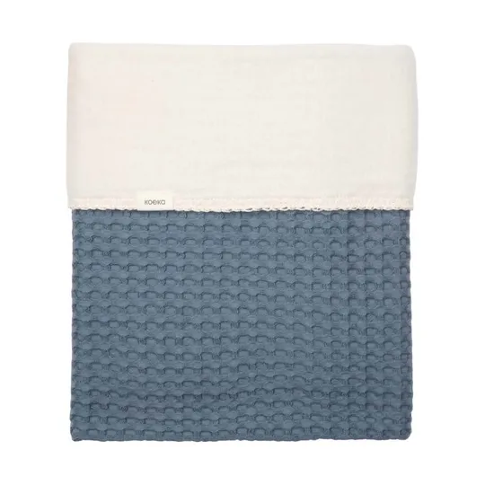 Koeka Amsterdam Waffel Babydecke - Größe 100 x 75 - Cotton Fleece - Bluestone