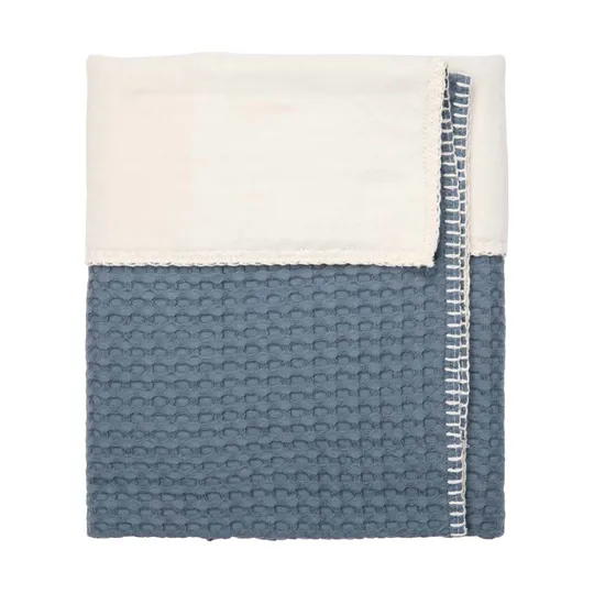 Koeka Amsterdam Waffel Babydecke - Größe 100 x 75 - Cotton Fleece - Bluestone