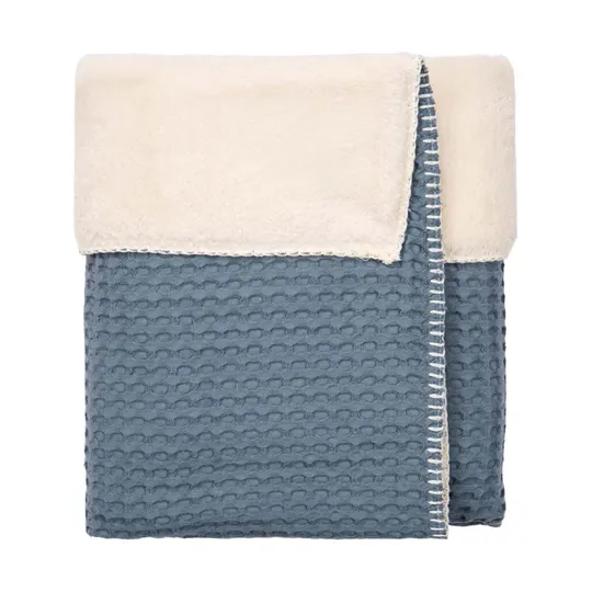 Koeka Oslo Babydecke - Größe 100 x 75 - Waffel/Teddy - Bluestone