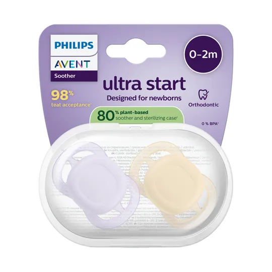 Philips Avent Schnuller - Ultra Start - 0-2 Monate - 2 Stück - Plant-based