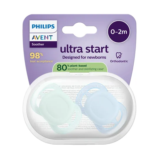 Philips Avent Ultra Start Fopspeen - 0-2 Mnd - 2 Stuks - Plant-based 
