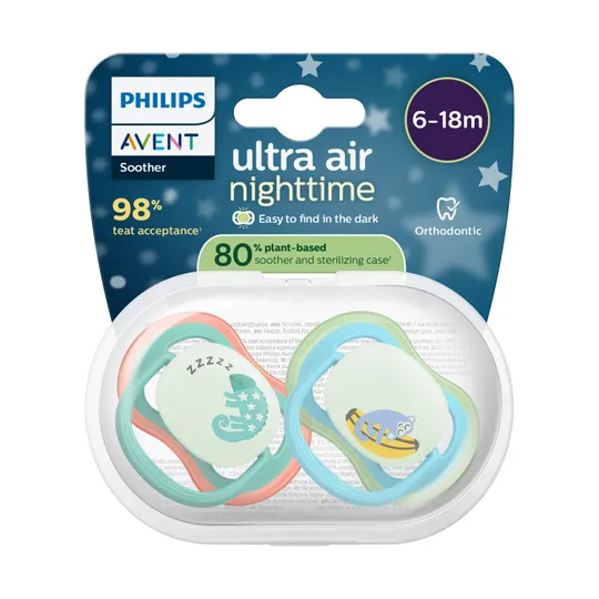 Philips Avent Schnuller - Ultra Air Nighttime - 6-18 Monate - Plant-based - 2 Stück