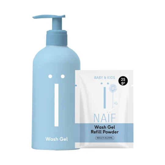 Naïf Pump Bottle + Wash Gel Navulpoeder 