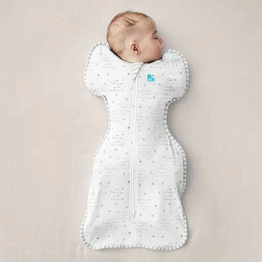 Love to Dream Puckschlafsack – Swaddle Up™ – 0–3 Monate – Weiß mit Text