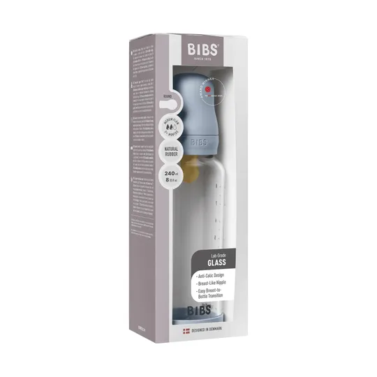 BIBS Flasche - Medium Flow - 240 ml - Glas/Latex