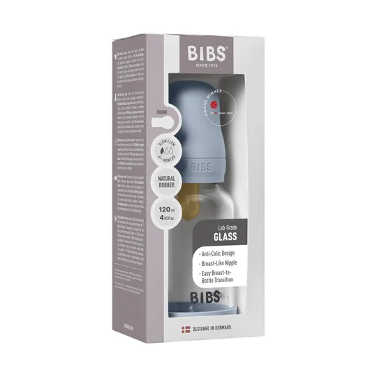 BIBS Flasche - Slow Flow - 120 ml - Glas/Latex