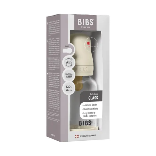 BIBS Fles - Slow Flow - 120 ml - Glas/Latex