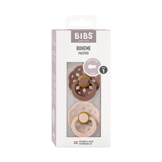 BiBs Boheme Schnuller Woodchuck / Blush 0-6 Monate 2 Stück