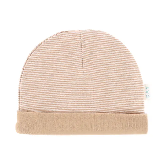 DAY Mutsje Gestreept - Mocha - 0-6 Mnd