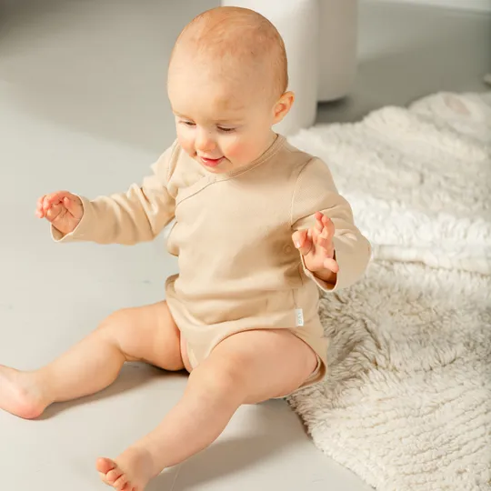 DAY Overslagromper Lange Mouw Rib - Cappuccino