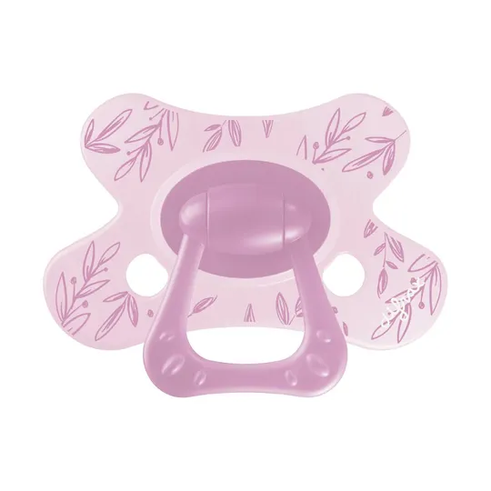 Difrax Natural Schnuller - 12+Mte - Berry Pink Leafs