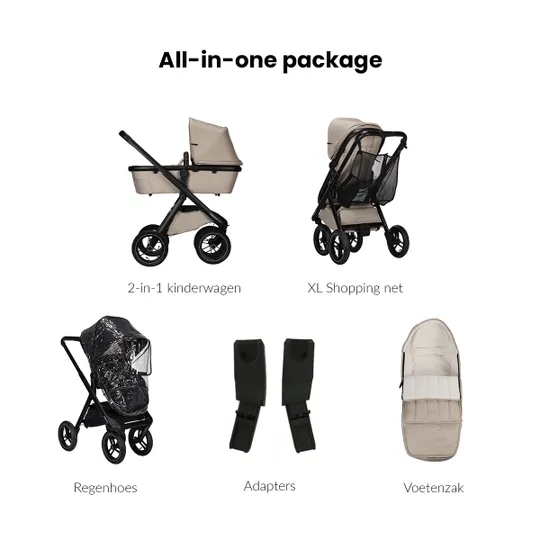 Dubatti One E5 Kinderwagen 2-in-1 - Black / Black