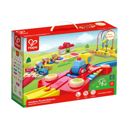 Hape Puzzle-Eisenbahnset - Rainbow Puzzle Railway