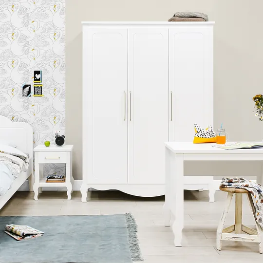 Bopita Elena Tienerkamer - Wit | Bed 120x200 + Bureau + 3-Deurs kast