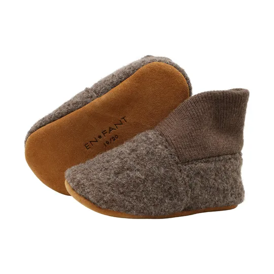 En Fant Wool Slippers Rib - Walnut