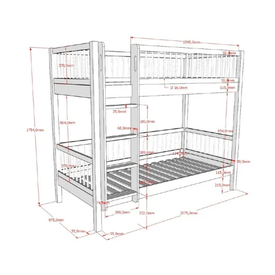 Vipack Forrest Stapelbed - Eik - 90x200 cm