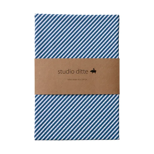 Studio Ditte Streifen Spannbettlaken - 90 x 200 cm - Nachtblau