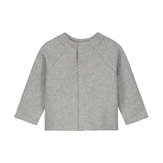 Gray Label Baby Raglan Cardigan GOTS - Grey Melange - 0‑3M