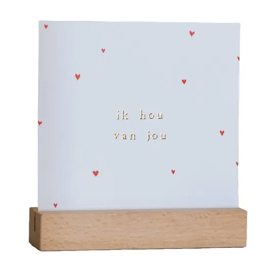 Ikpakjein Houten Houder - Ik Hou Van Jou + Hartjes