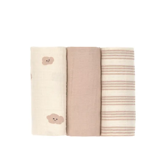 Lässig Swaddle & Burp Tücher - Tiny Team - 3er - Pack- 60 x 60 cm - Mushroom